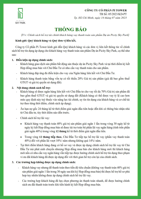 TB 05 CS HO TRO TIN DUNG PICITY 001