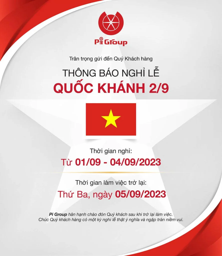 PiGroup thông báo nghỉ lễ quốc khánh 2/9/2023