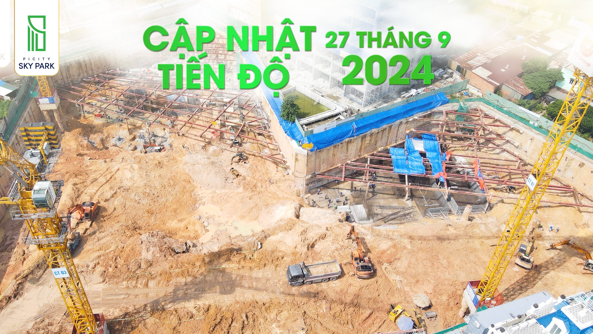 Cập nhật Tiến độ xây dựng PICITY SKY PARK ngày 27/9/2024