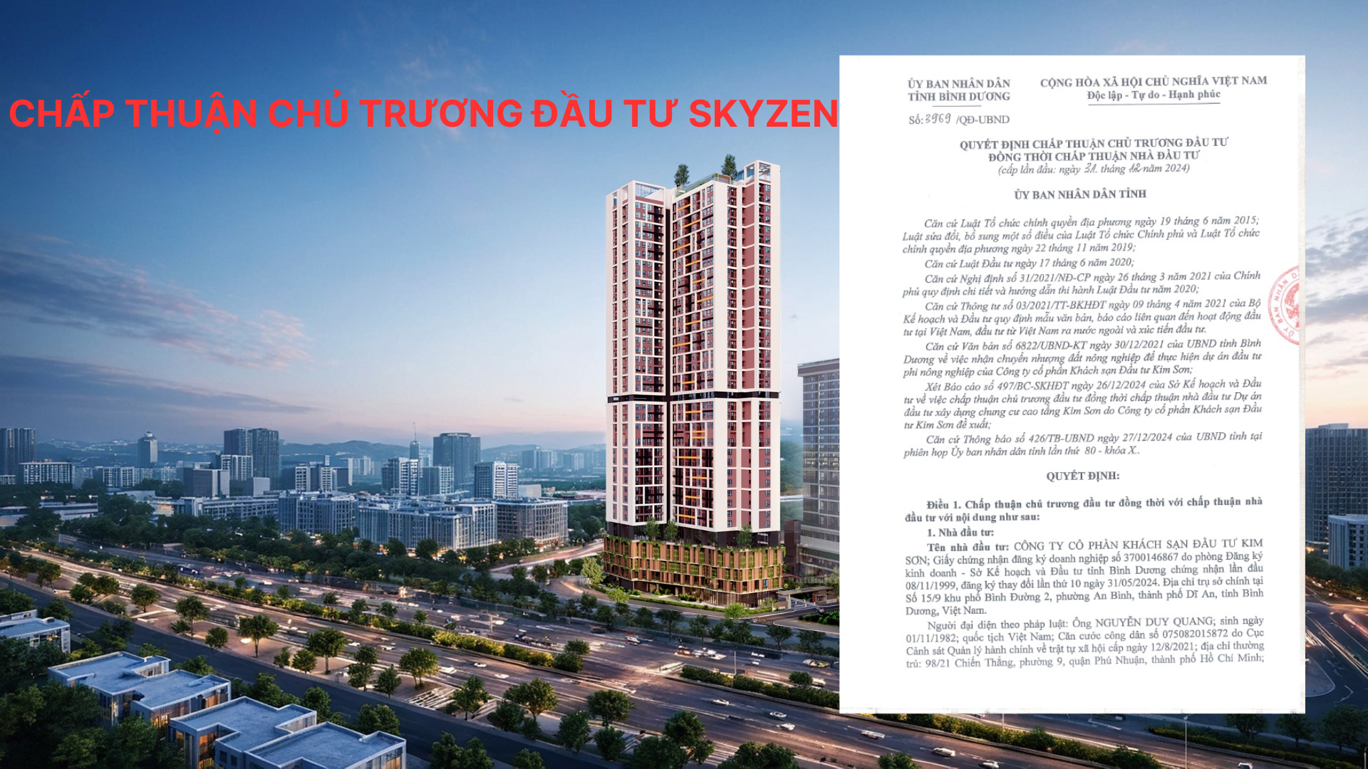 Chấp thuận chủ trương đầu tư SkyZen Chấp thuận chủ trương đầu tư SkyZen