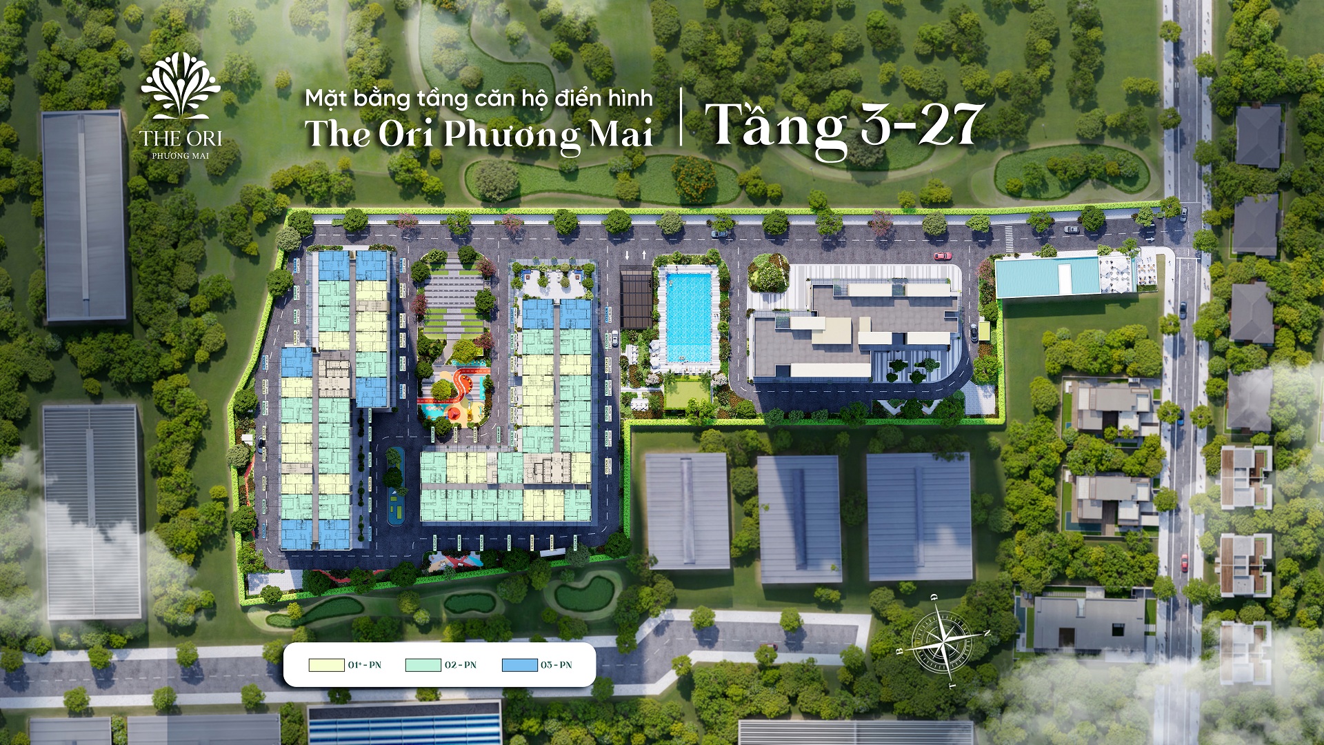 The Ori Phương Mai 43 Mat bang tang 3 27 nha o xa hoi The Ori Phuong Mai