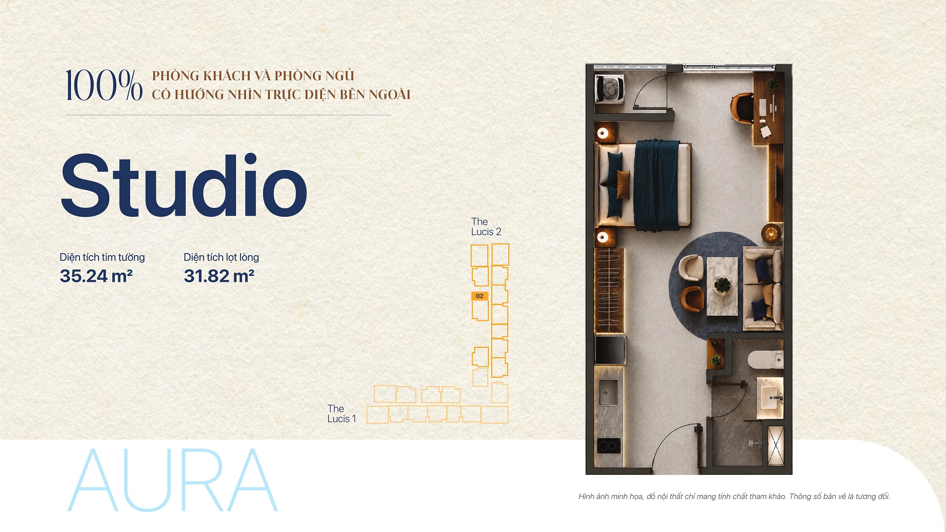 TT Genesis 58 Thiết kế Studio 35.24m² tháp Lucis - TT Genesis